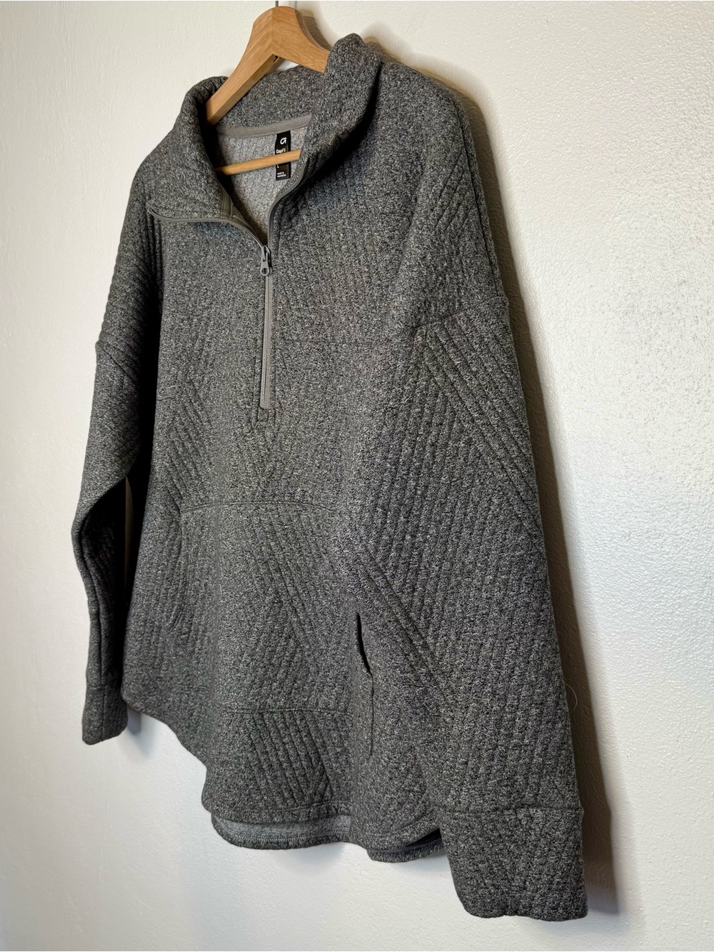 GapFit Quilted Jacquard Half-Zip Pullover New Heather Gray Womens Size Large NWT - Picture 3 of 16